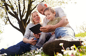 family using the memories app