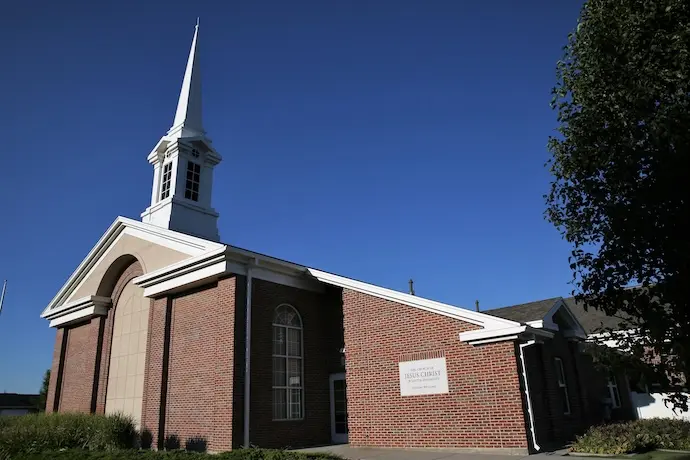 Photograph of the exterior of a typical Church of Jesus Christ building.