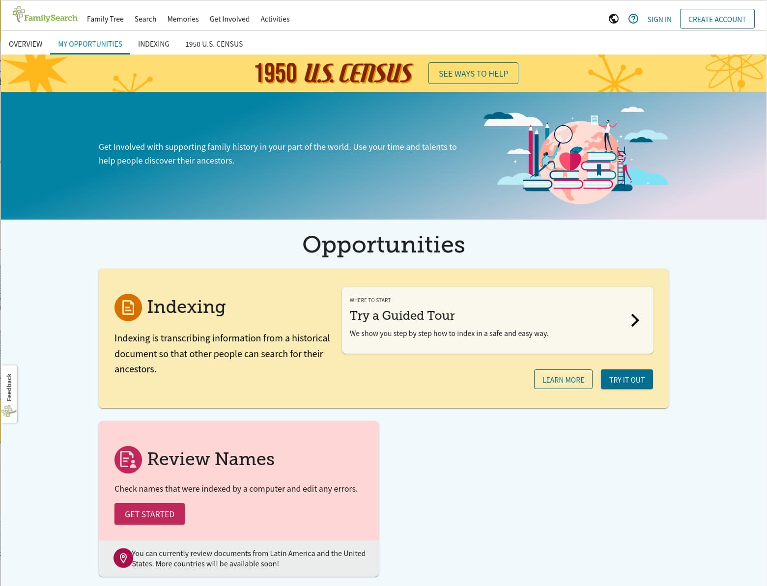 My opportunities get involved familysearch