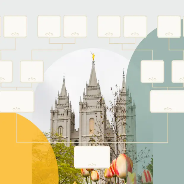 選擇Salt Lake Temple with tulips in front背景