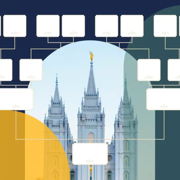 選擇Salt Lake Temple spires against a blue sky背景