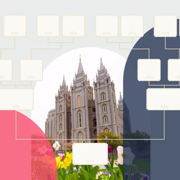 選擇Salt Lake Temple with daffodils in front背景