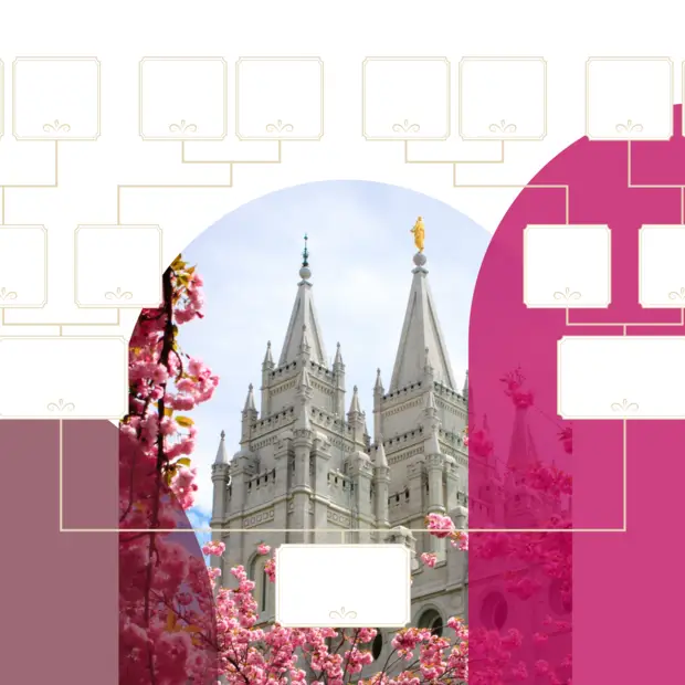 選擇Salt Lake Temple with pink cherry blossoms背景