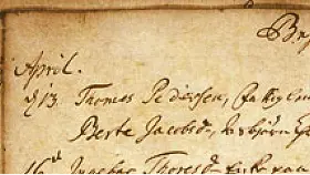 A photo of a very old handwritten historical document.