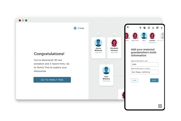 O construtor automatizado de árvores genealógicas ajuda você a acrescentar o que sabe e a fazer novas descobertas.